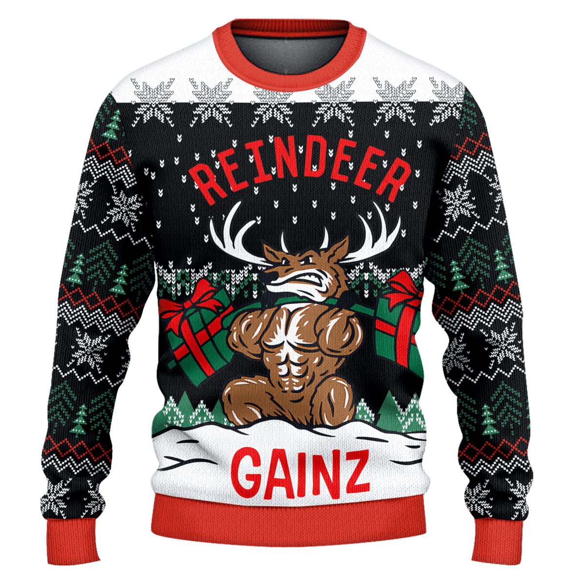 Reindeer Gainz funny ugly Christmas sweater for an ugly sweater party