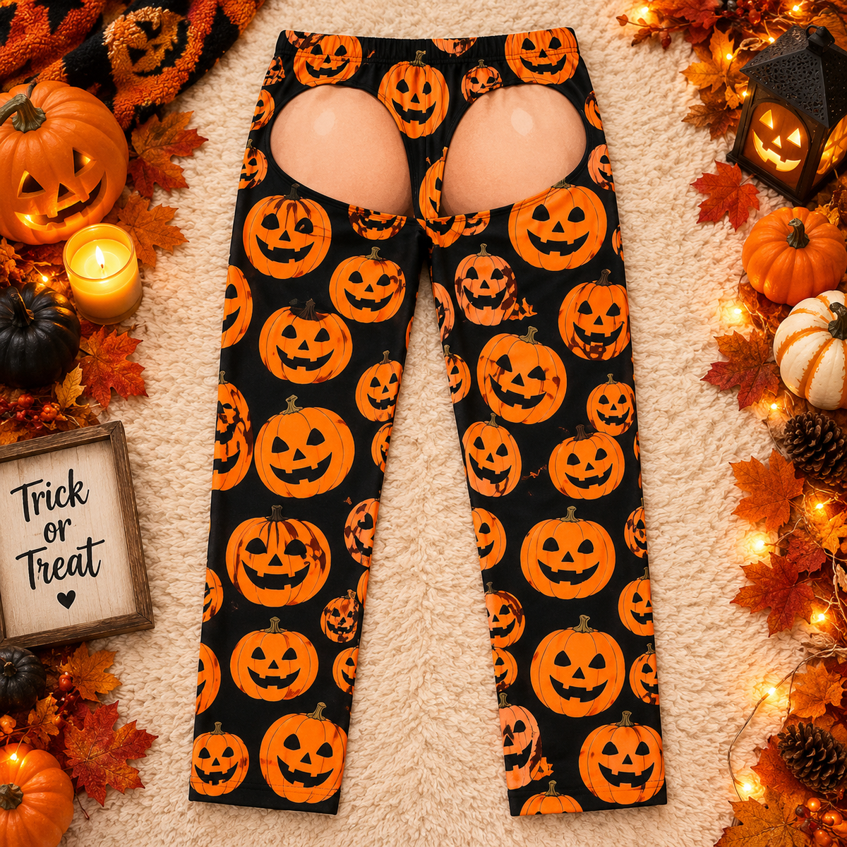 Jack-o'-lantern pajamas, back flap view