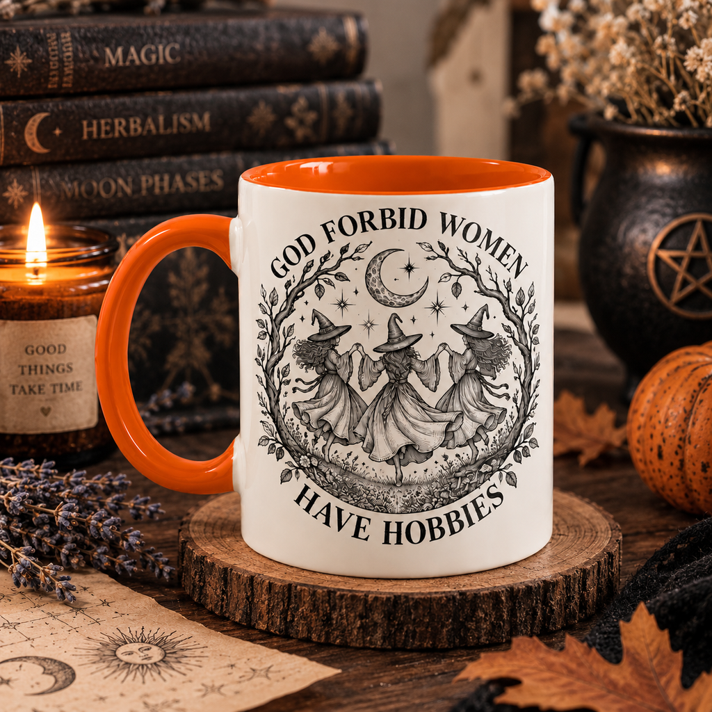 God Forbid Women Have Hobbies dancing witches mug, view 6