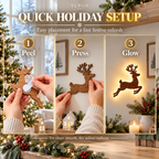 3D Wooden LED Reindeer Wall Decor Set, view 6