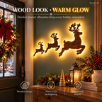 3D Wooden LED Reindeer Wall Decor Set, view 4