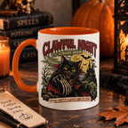 Vampire black cat Halloween ceramic mug, view 5