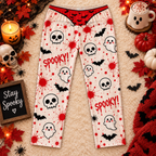Spooky skulls lounge pants, back flap view