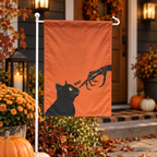 Funny boop cat and skeleton hand Halloween garden flag, view 2