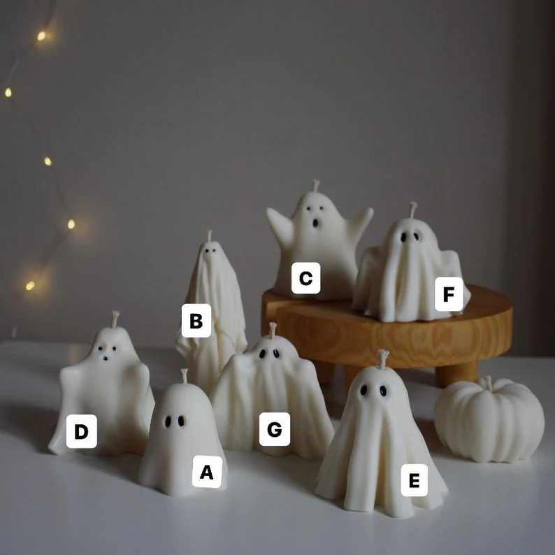 Cute soy wax ghost candles for Halloween table, view 2