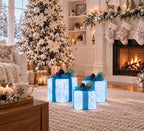 Blue Snowflake Light-Up Christmas Boxes, view 4