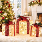 Gold Snowflake Light-Up Present Boxes | USAGatherCo