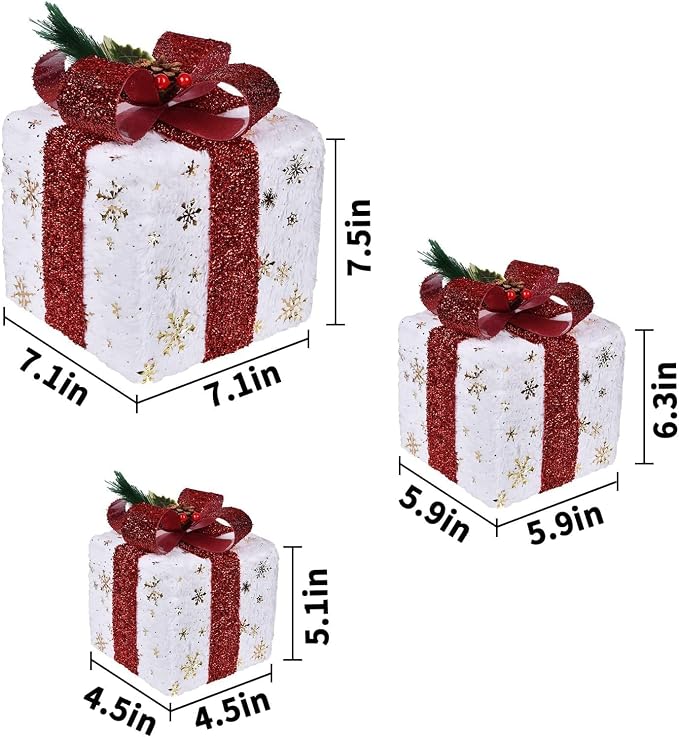 Gold Snowflake Light-Up Present Boxes, view 3