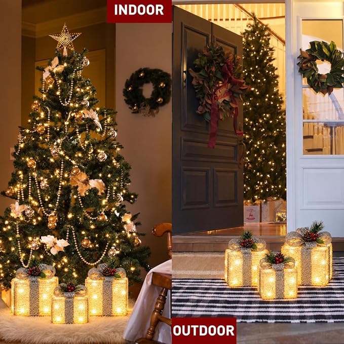 Warm White LED Light-Up Present Boxes, view 4