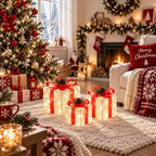 Elegant White Lace Light-Up Christmas Boxes, view 4