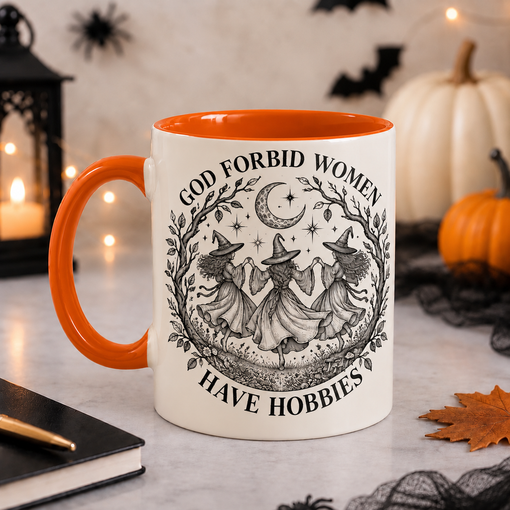 God Forbid Women Have Hobbies dancing witches mug, view 5