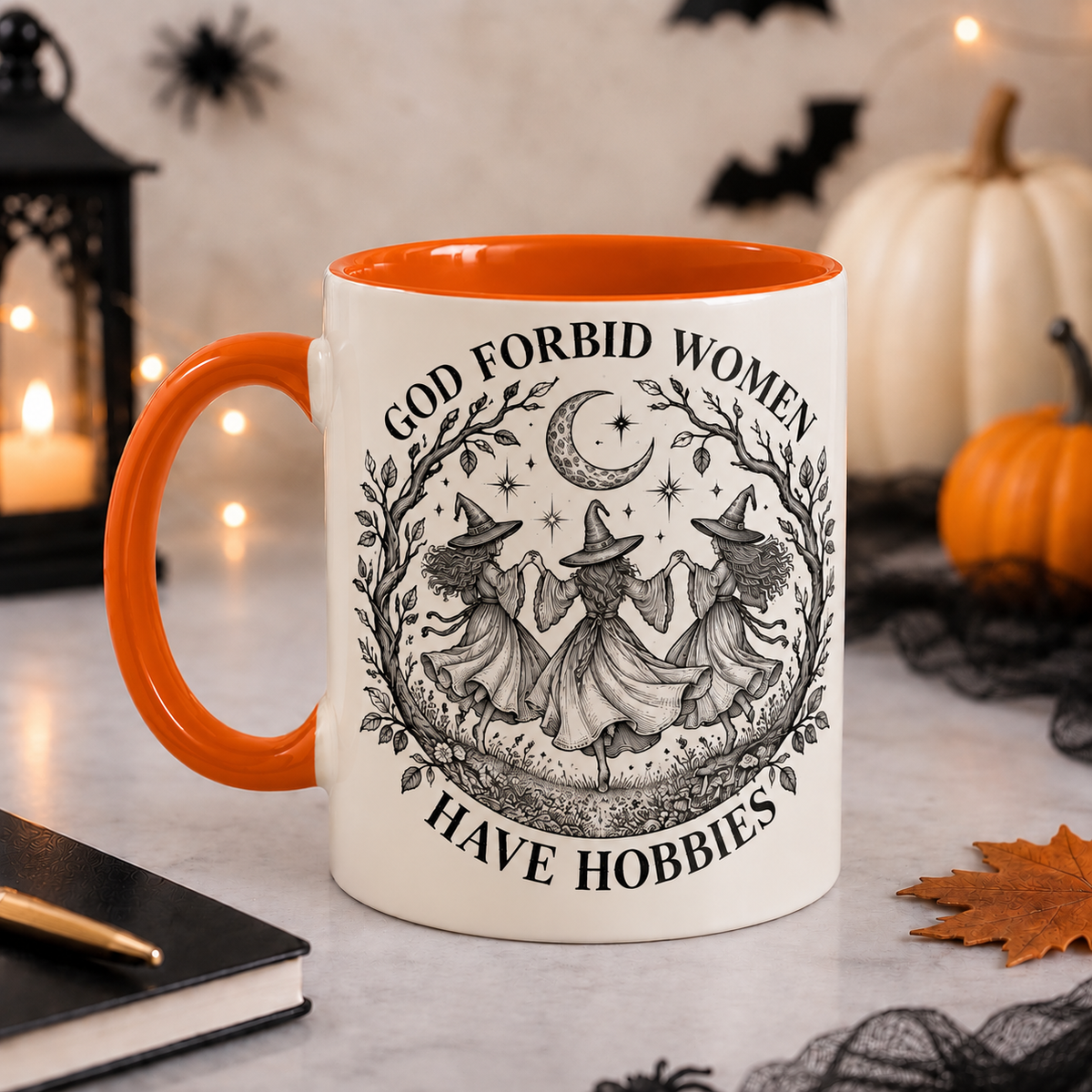 God Forbid Women Have Hobbies dancing witches mug, view 5