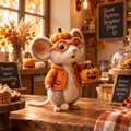 Needle felted Halloween mouse figurine with pumpkin | USAGatherCo
