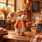 Needle felted Halloween mouse figurine with pumpkin | USAGatherCo
