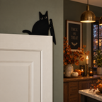Killer black cat door topper, creepy cute corner decor, view 3