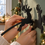 7-Piece LED Flying Santa Sleigh & Reindeer Wall Decor with Remote Control, view 3