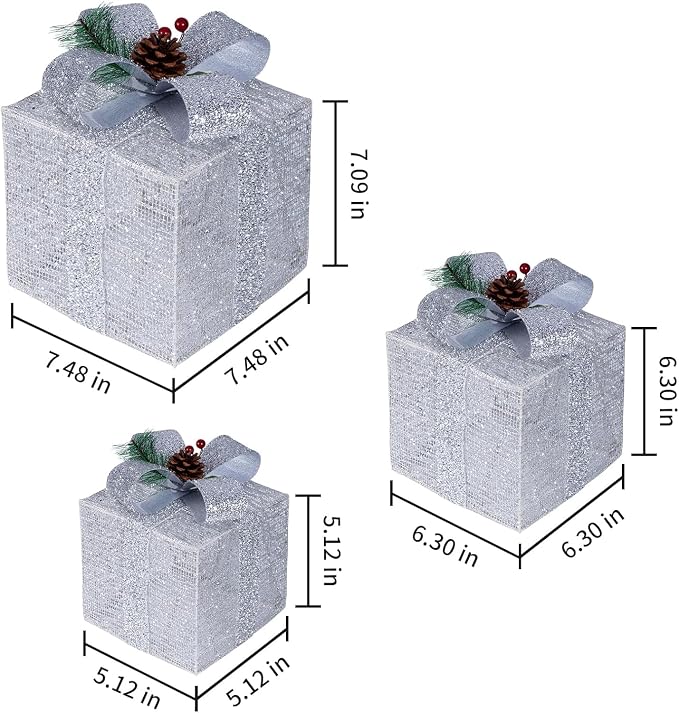 Silver Fabric Light-Up Present Boxes, view 3