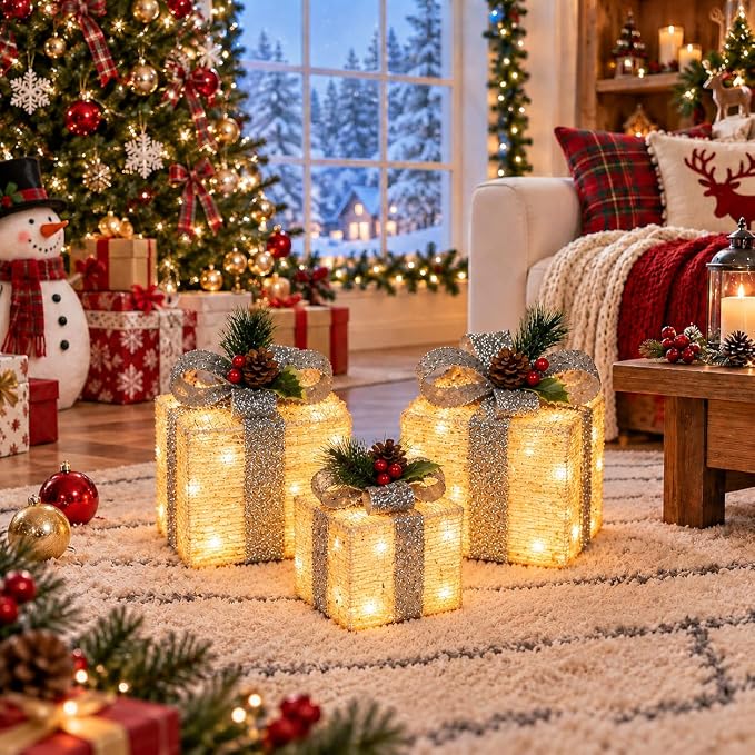 Warm White LED Light-Up Present Boxes | USAGatherCo