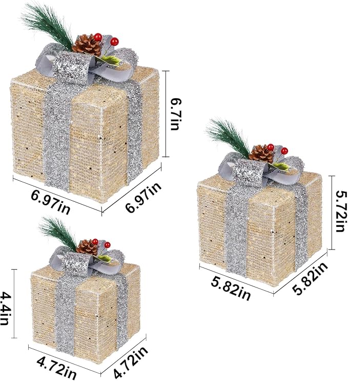 Warm White LED Light-Up Present Boxes, view 5