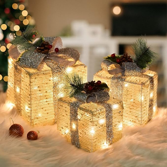 Warm White LED Light-Up Present Boxes, view 2