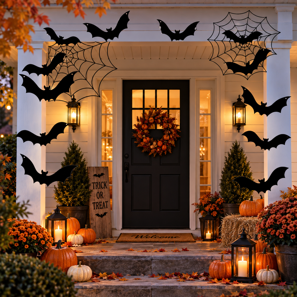 Hanging Halloween bats outdoor yard decoration set, view 3