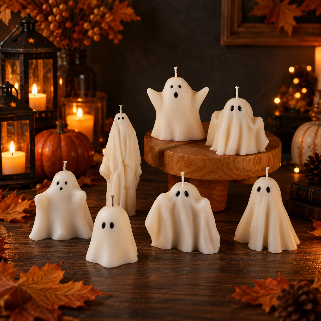 Cute soy wax ghost candles for Halloween table | USAGatherCo