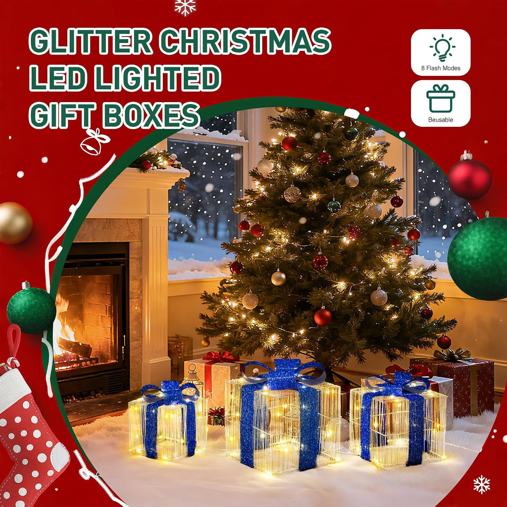 3-Piece Light Up Christmas Presents, view 6