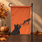 Funny boop cat and skeleton hand Halloween garden flag, view 4