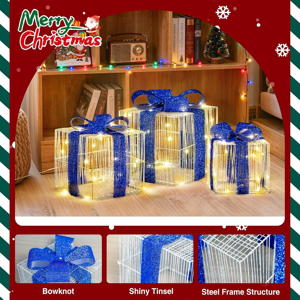 3-Piece Light Up Christmas Presents, view 2