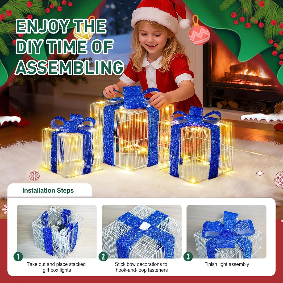 3-Piece Light Up Christmas Presents, view 3