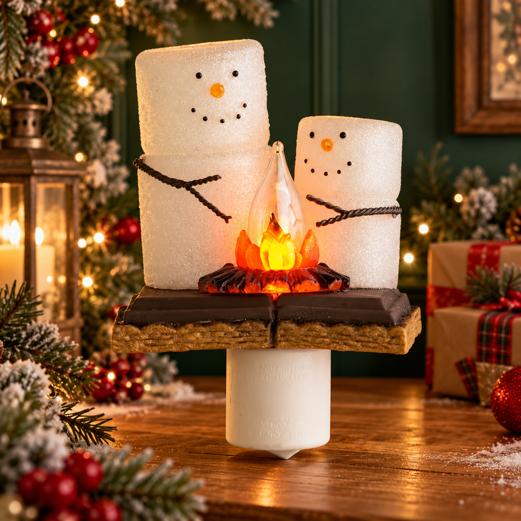 S'mores Snowman Campfire Electric Plug-In Night Light | USAGatherCo