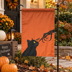 Funny boop cat and skeleton hand Halloween garden flag, view 3