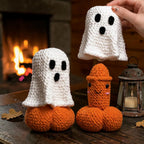 Crochet ghost pumpkin surprise reveal Halloween decor, view 2