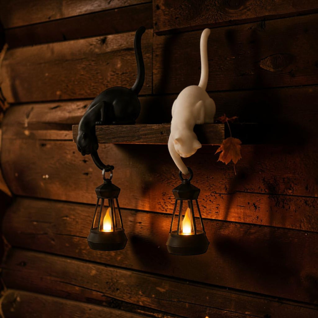 3D printed cat shelf hook with light and custom name, view 2