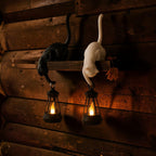 3D printed cat shelf hook with light and custom name, view 2