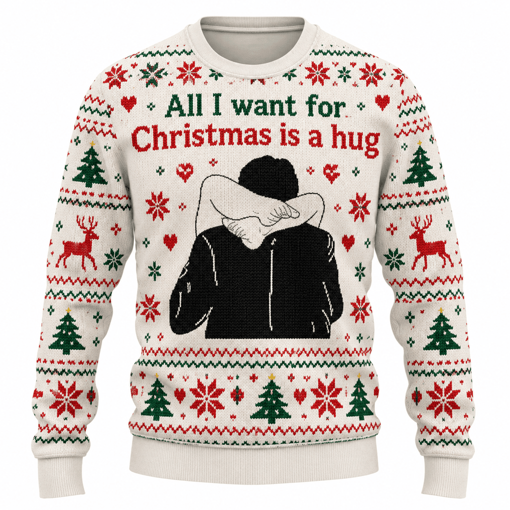 All I Want For Christmas Is A Hug Ugly Christmas Sweater | USAGatherCo