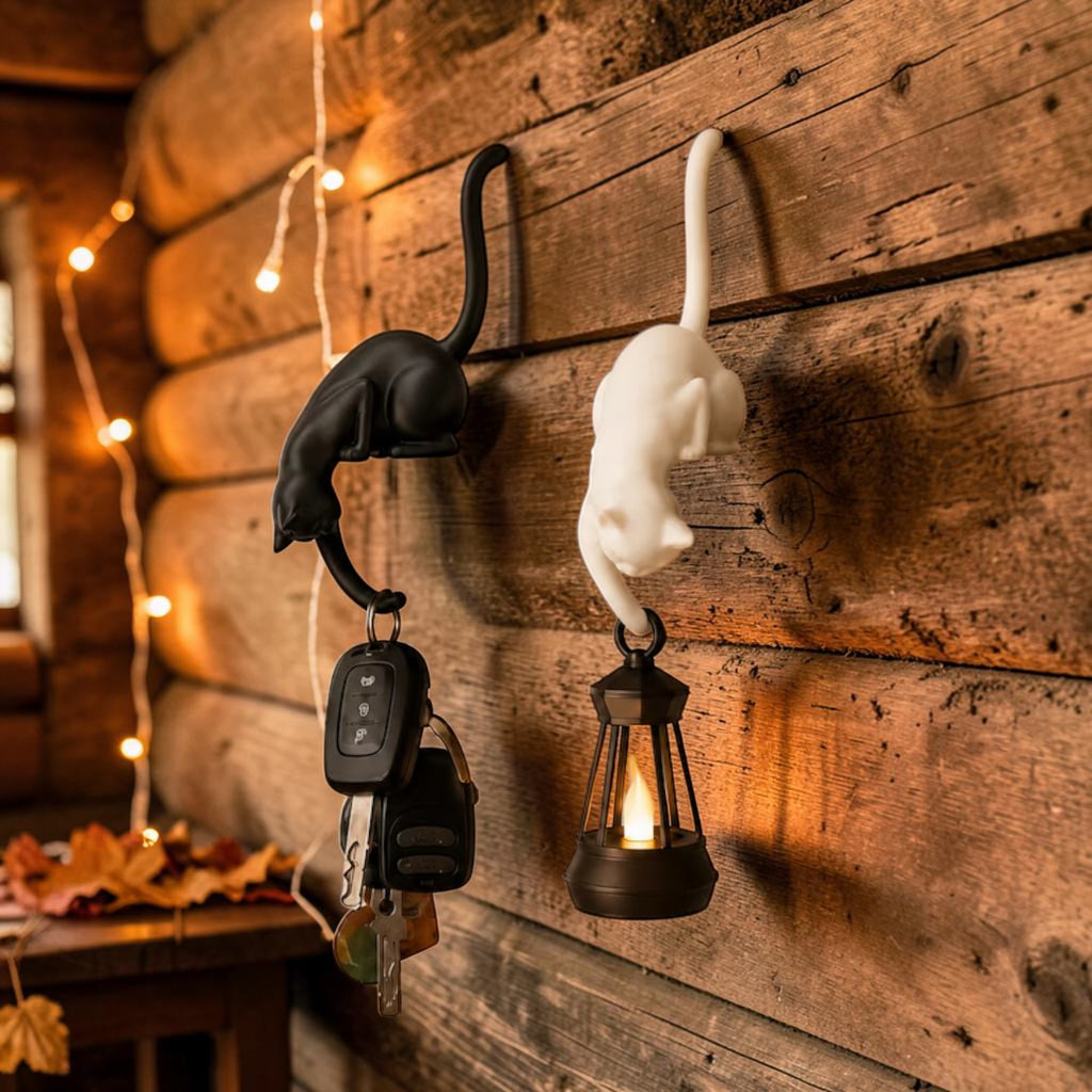 3D printed cat shelf hook with light and custom name | USAGatherCo