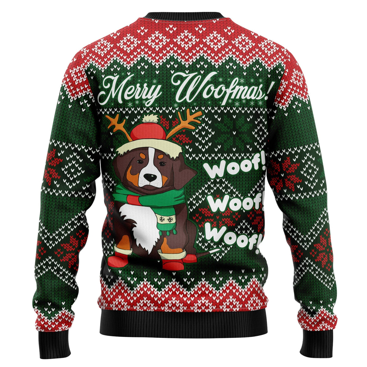 Bernese Mountain Dog Woofmas Ugly Christmas Sweater