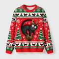 Black Cat Playing With Christmas Bauble Fuzzy Christmas Ugly Sweater