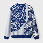 Buddha Seigaiha Wave Fuzzy Christmas Ugly Sweater