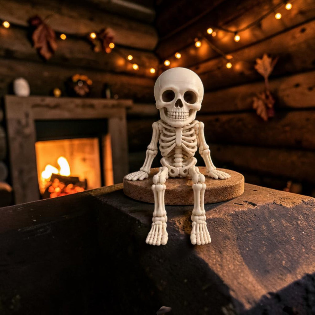 3D printed skeleton shelf sitter, gothic desk decor, view 3