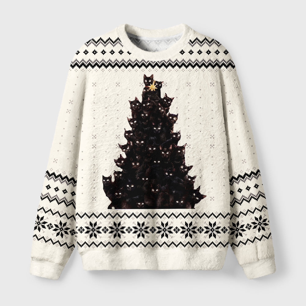Cat Christmas Stack Fuzzy Christmas Ugly Sweater
