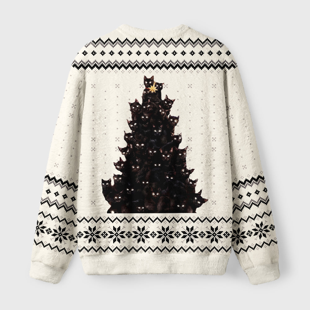 Cat Christmas Stack Fuzzy Christmas Ugly Sweater