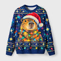 Christmas Capybara Lights Fuzzy Christmas Ugly Sweater