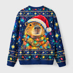 Christmas Capybara Lights Fuzzy Christmas Ugly Sweater