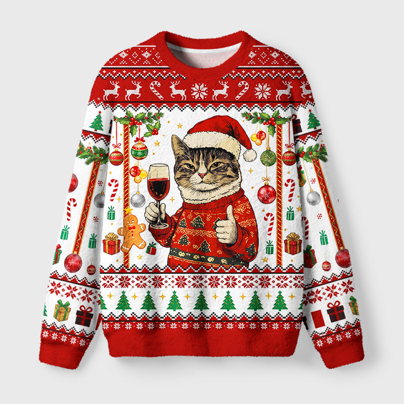 Christmas Cat Likes Fuzzy Christmas Ugly Sweater