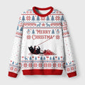 Christmas Yarn Black Cat Fuzzy Christmas Ugly Sweater