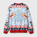 Cute Cat Lying On Snow Fuzzy Christmas Ugly Sweater