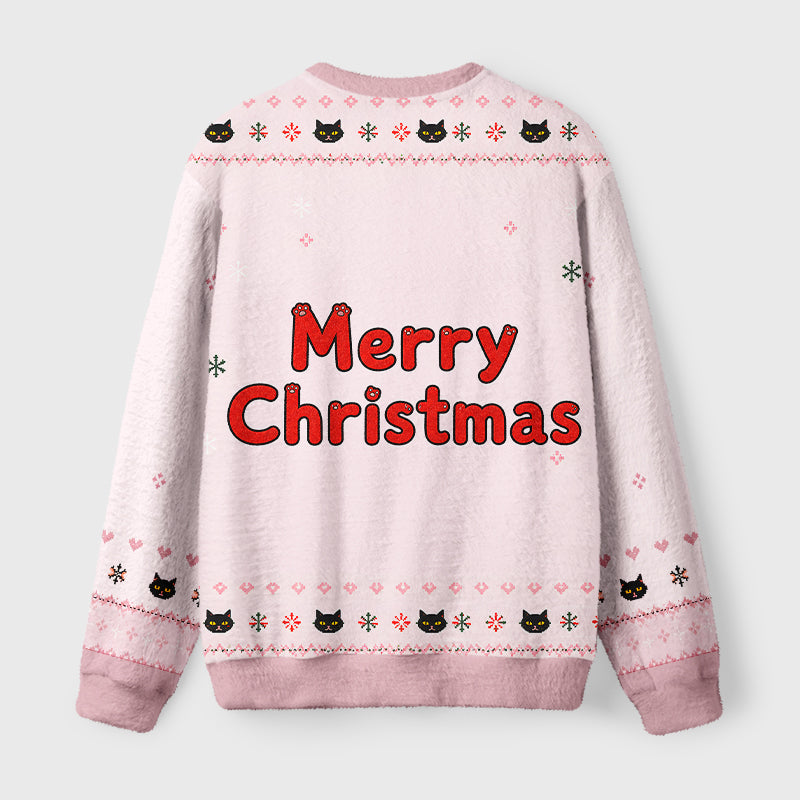 Cute Kitten Tree Fuzzy Christmas Ugly Sweater