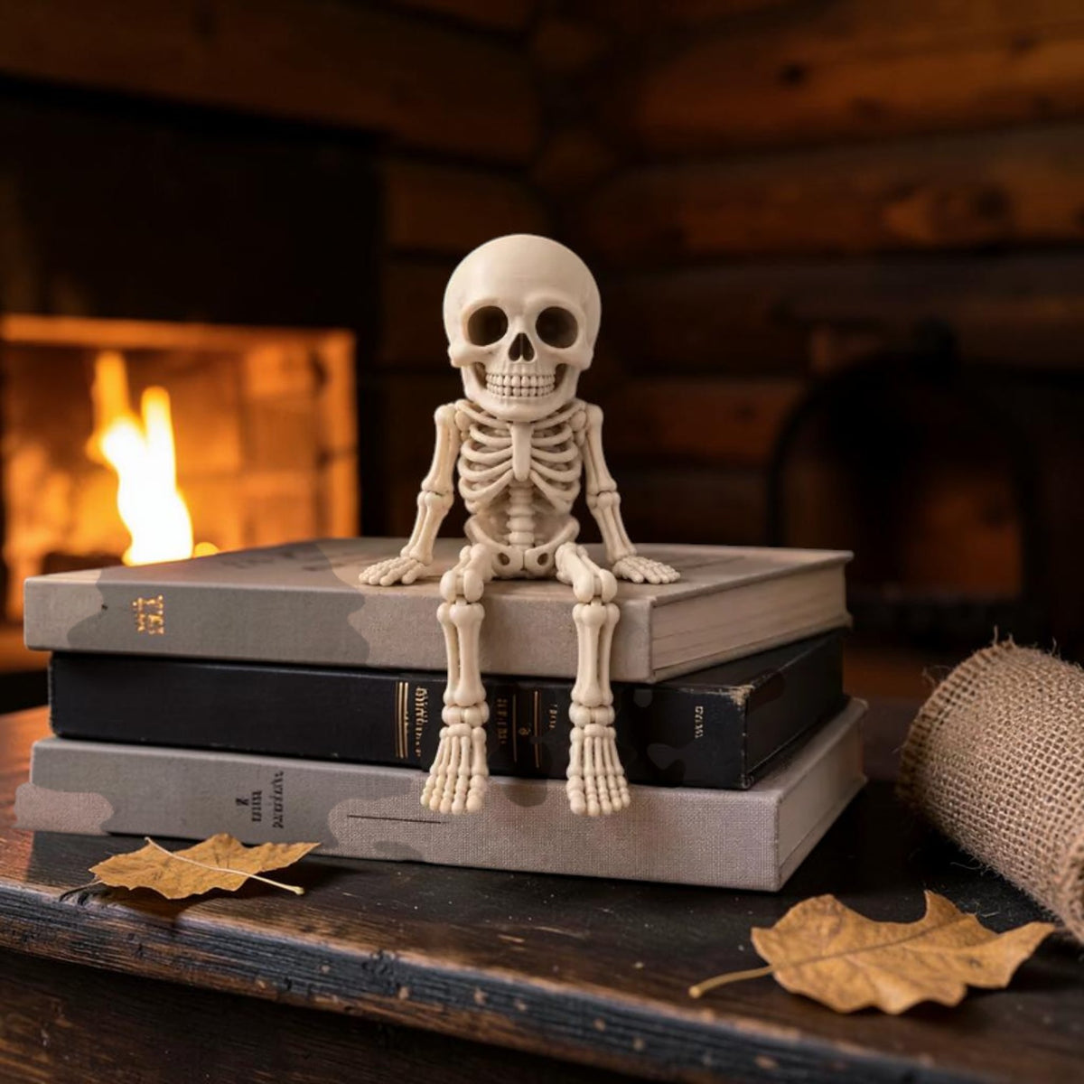 3D printed skeleton shelf sitter, gothic desk decor, view 4